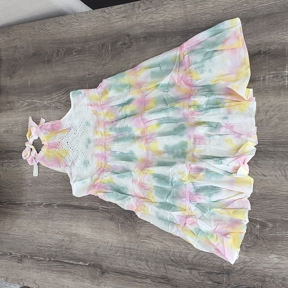 NEW!  UO Urban Outfitters Head in the Cloud Tie Dye Dress Pink Mint Yellow - Picture 2 of 14